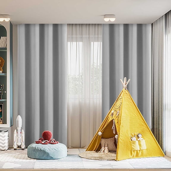 HCBY Blackout Curtains for Bedroom & Living Room - Modern Solid Thermal Insulated Design featuring Rod Pocket, Noise Reducing & Machine Washable (Light Gray,63"x52")