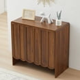 thumbnail image 3 of Wirrytor Wood Buffet Sideboard with 2 Wave Doors, Storage Cabinet with Adjustable Shelves for Living Room Dinning Room Kitchen, Walnut, 3 of 10