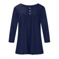 thumbnail image 5 of Htigea Women's 3/4 Length Sleeve Top Pleated Crewneck T-Shirts Flowy Tunic Blouse Casual Loose Fit Tees Navy,4XL, 5 of 6