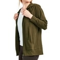 thumbnail image 3 of Women's Zip Up Cotton Light Hoodie Jacket (L, Olive), 3 of 4