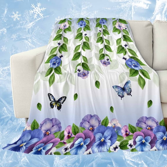 Spring Flowers Cooling Blanket,Lightweight Breathable Summer Throw Blanket with Double Sided Cold Effect,Summer Botanical Butterfly Watercolor Picnic Blankets Bed Sheet for Hot Sleepers 30"x40"