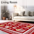 thumbnail image 2 of ODIKA 4'x6' Machine Washable Non-Slip Area Rug, Snowflake Gingerbread Village Holiday with Festive Houses High Traffic Rug with Pad, Red, 631049, 2 of 8