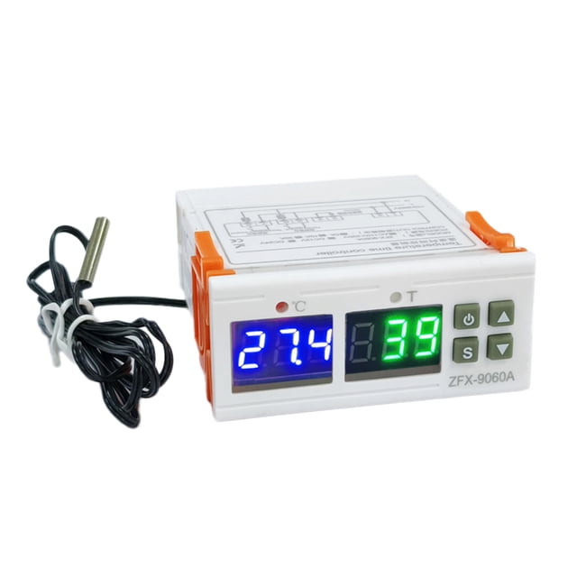 Mistaha Temperature Control Timer with Digital Display - ZFX-9060A Thermostat with Time Control Function, Supports Heating/Cooling/Temp Calibration, Data Lock, High/Low Temp Alarm - White