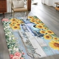 thumbnail image 2 of Area Rug for Living Room, Sunflowers Trucks Non-Slip Indoor Large Carpet for Bedroom/Dining Room, Spring Farmhouse Eucalyptus Teal Wood Washable Low-Profile Rectangle Floor Runner Rugs - 4 x 6 Ft, 2 of 8