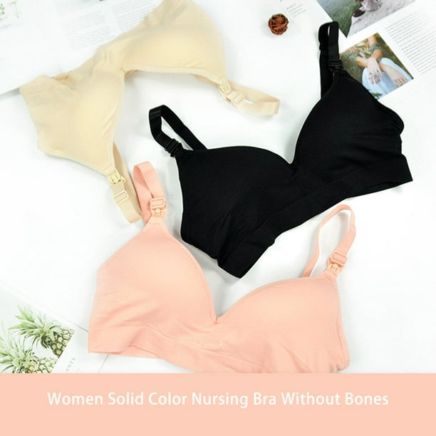 ziyahi Women Nursing Bra Maternity Pregnancy Bras Breastfeeding Sexy Front  Buckle Top Natural Shape Wireless Underwear Skin color M 