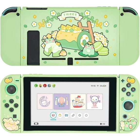 GeekShare Protective Case for Nintendo Switch Console & Joy-Con , Soft Slim Case Cover Matcha Froggy