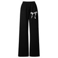 thumbnail image 5 of Cute Sweatpants for Women, Comdrip Women's Wide Leg Sweatpants High Waisted Bow Graphic Drawstring Elastic Waist Pants Baggy Jogger Pants Trousers Straight Leg Sweatpants for Women Black L, 5 of 5