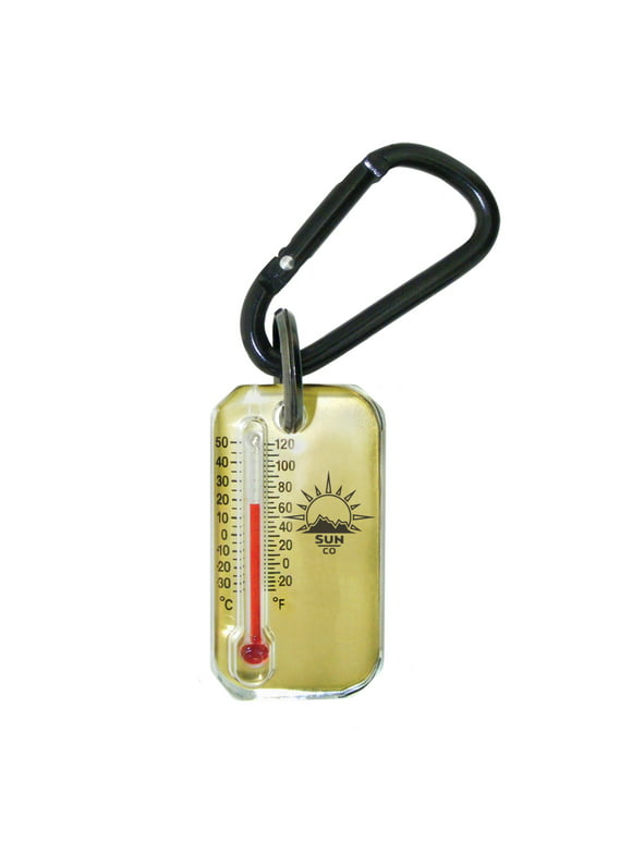 GJX  Brass Zip-o-gage - Zipperpull Thermometet for Jacket, Parka, or Pack | Outdoor Thermometer with Carabiner and Windchill Chart on Back