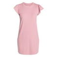 thumbnail image 6 of Time and Tru Women's Cotton T-Shirt Mini Dress with Flutter Sleeves, Sizes XS-XXXL, 6 of 6