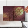 thumbnail image 2 of Luna Cutting Board, Night Sky Super Moon Behind Silhouette of Dead Tree Serenity Nature, Decorative Tempered Glass Cutting and Serving Board, Small Size, Dried Rose Yellow Brown, by Ambesonne, 2 of 5