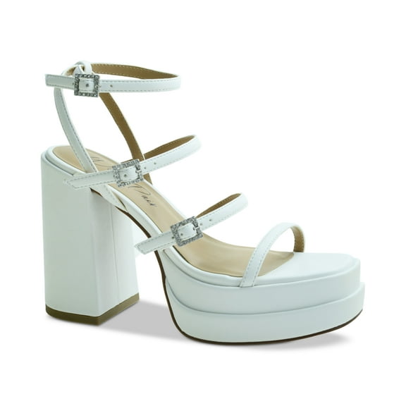 Wild Pair Women's Sandals, Ankle-Strap Double Platform, Open Toe, White, 8M