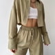 thumbnail image 3 of Conjunto de 2 piezas para mujer top con solapa acogedor y pantalón con cordón ropa de primavera y otoño, 3 of 6
