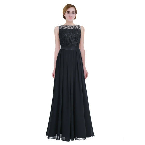 iiniim Women's Floral Lace Appliques Chiffon Wedding Bridesmaid Long Dress Prom Evening Gowns