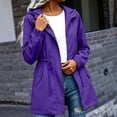 thumbnail image 2 of BiZtdJrK Rain Jackets for Women Lightweight Hooded Waterproof Rain Coats with Pockets Outdoor Long Sleeve Windbreaker Purple S, 2 of 8