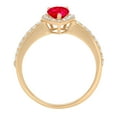 thumbnail image 2 of 0.755 ct Pear Cut Simulated Ruby Solitaire with Simulated Diamond Accents 14K Yellow Gold Womens Engagement Ring, 2 of 5
