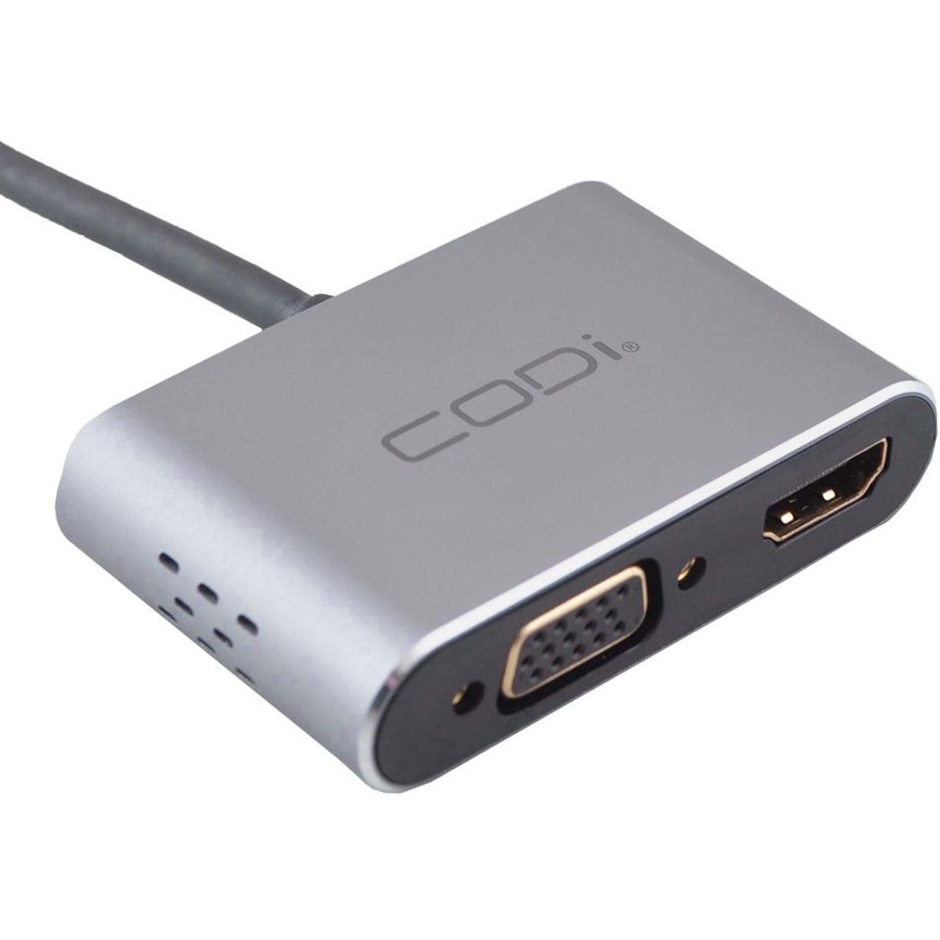 CODi 4-In-1 USB-C Display Adapter | HDMI 4K, VGA, USB-C PD 87W, USB-A 3.0