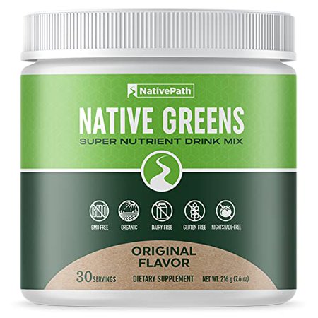 NativePath Native Greens - Daily Super Greens Powder with Organic Greens and Superfoods - Original Flavor - Supports Detox  Thyroid  and Gut Health for Energy and Positive Body Changes  30 Servings