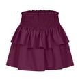 thumbnail image 3 of Women High Waist Skirts Ruffle Double Layered Skirts Trendy Pleated Dress Ruched Fairy Skirt, 3 of 5