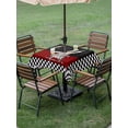 thumbnail image 4 of Outdoor Tablecloths with Umbrella Hole & Zipper, Red Black Chef 54x54 Inch Square Tablecloths, Cartoon Cute Watercolor Cooking Checkered Waterproof Table Cloth, Patio/Pool/Picnic Table Covers, 4 of 8
