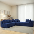 thumbnail image 6 of SEENYOO 130" U-Shaped Modular Sectional Sofa Couch 4-Seater Boneless Corduroy Sofa No Assembly Compressed for Living Room Blue, 6 of 15