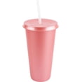 thumbnail image 1 of Vasos de plástico con tapa y popote Atmos Homeware 24 Oz Paquete de 100 color Rose Gold, 1 of 6