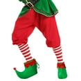 thumbnail image 2 of Skeleteen Red Green Elf Shoes - Red and Green Velvet Holiday Elf Feet Slippers with Jingle Bells for Adults and Kids, 2 of 7