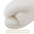 thumbnail image 4 of Litfun Women's Fuzzy Slippers Open Toe Cross Band Slippers Memory Foam House Slippers for Women, White, 4 of 8
