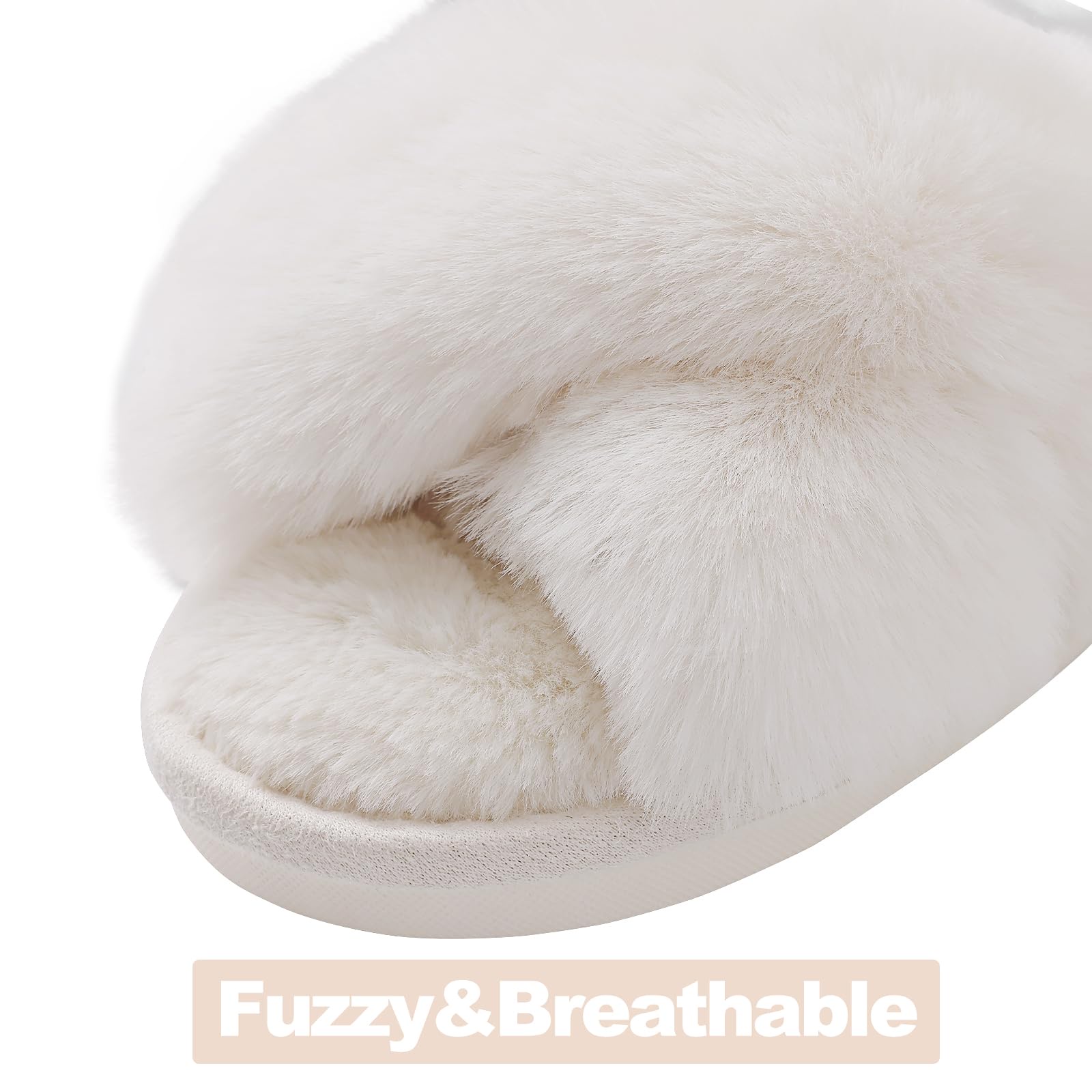 Litfun Women's Fuzzy Open-Toe Cross Band Slippers photo 3