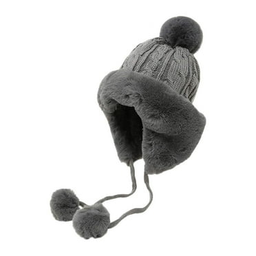 Women's winter hat with ear flaps, warm fur hat, ski trapper hat