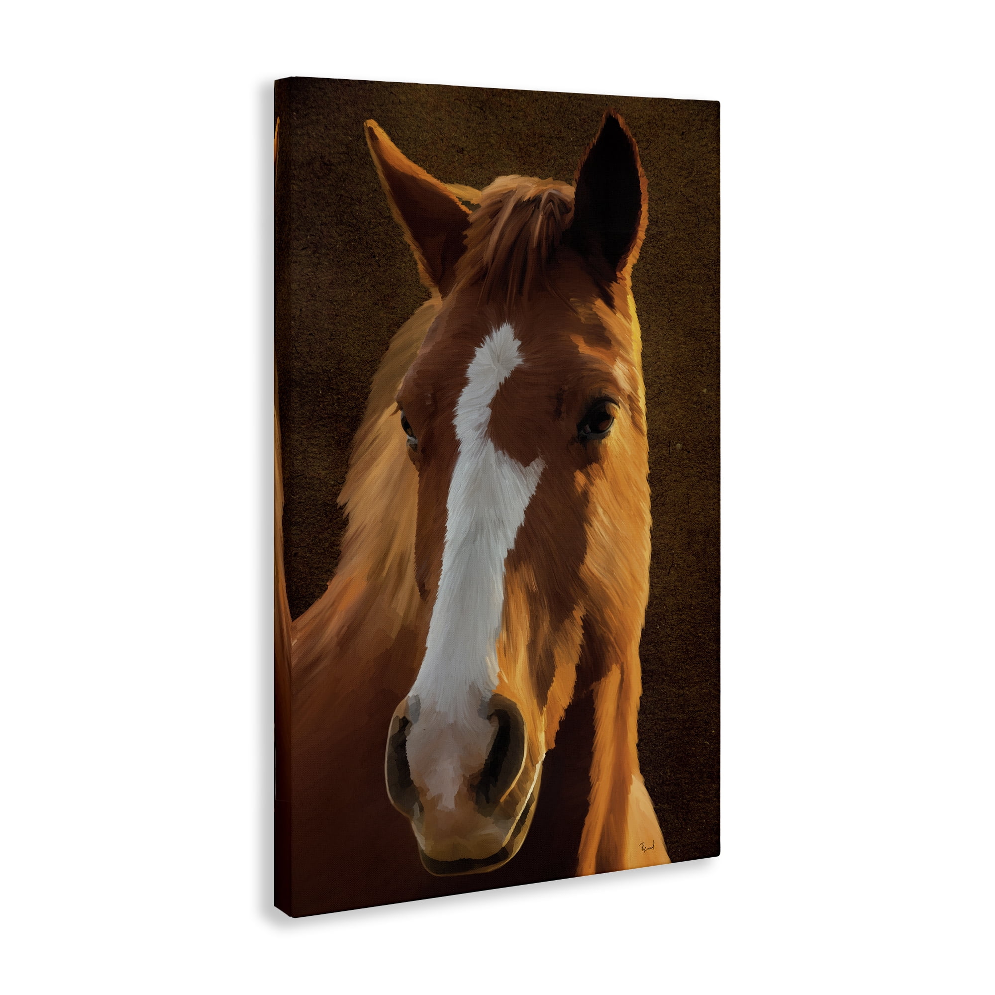 Stupell Industries Bella Brown Horse Face Animals Painting Wrapped Canvas Art Print Wall Art, 24 x 36