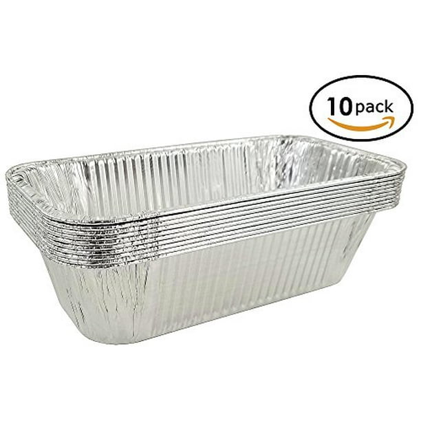 Pactogo 5 lb. Disposable Aluminum Foil Loaf Bread Baking Pan 12.53" x 6