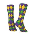 thumbnail image 5 of Uemuo Mardi Gras Pattern Women's Crew Socks, Soft Durable Breathable Moisture-Wicking with Odor Control Cotton socks, 5 of 9