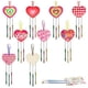 thumbnail image 1 of Paquete de 9 campanillas de viento con forma de corazón. Crea tus propias campanillas de viento de amor. Manualidades de madera coloridas para el Día de San Valentín., 1 of 4