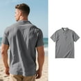 thumbnail image 5 of Jjayotai Henley Shirts for Men, Men's Summer Cotton Linen Casual Embroidered Flag Printed Polo Shirt T-shirt Short Sleeve Lapel Top, True Classic Tees Men, 5 of 9