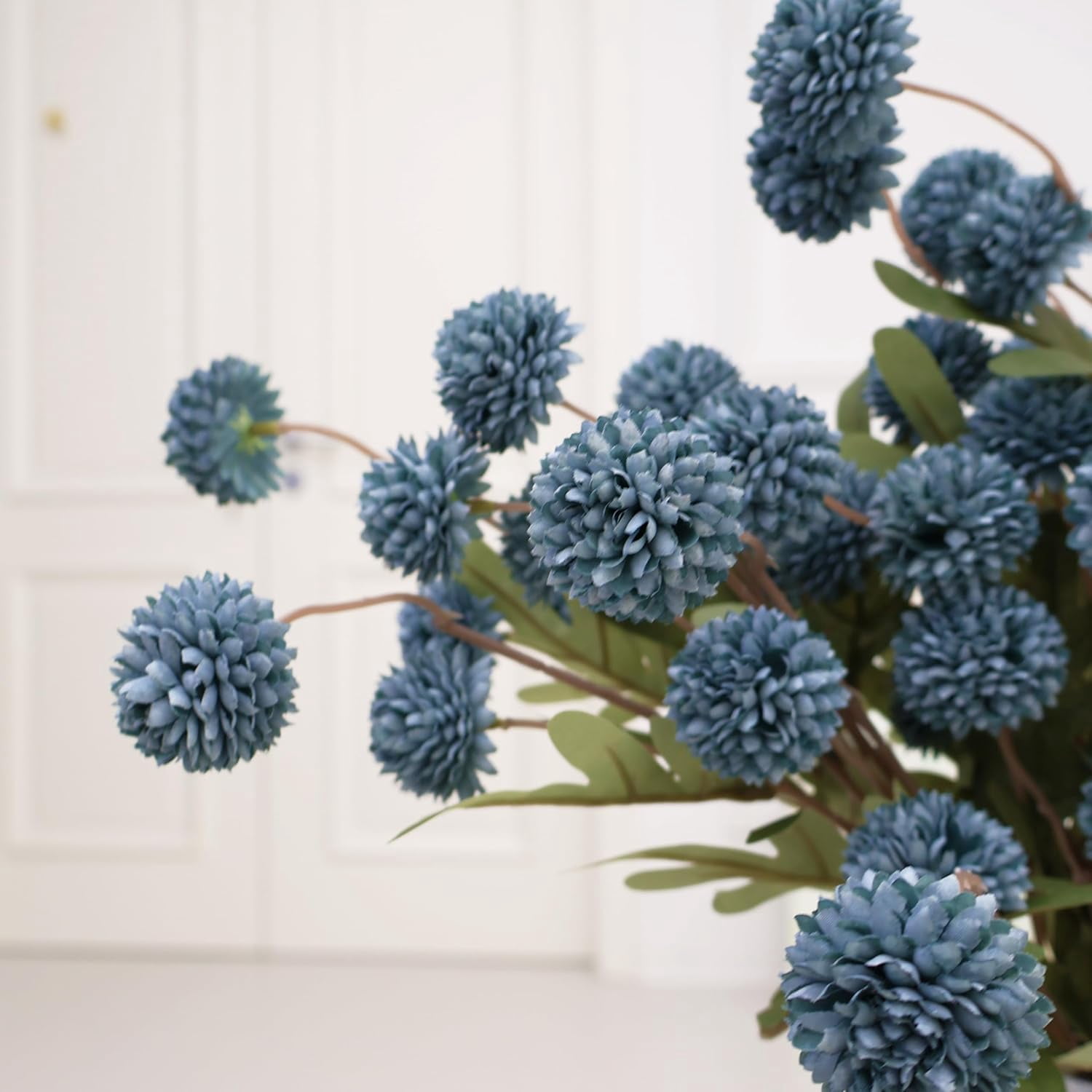 12Pcs Fake Kiku Flowers, Artificial Small Chrysanthemum Balls with Stems, Faux Silk Mini Pompon Mums for Vase Floral Arrangement DIY Bouquets Wedding Party Table Centerpieces Home Decor (No Vase)