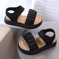 thumbnail image 5 of Girls Ruched Strap Sandals, Hook-and-Loop Soft Sole Summer Shoes, Lightweight Casual Flat Sandals for Kids, 5 of 6