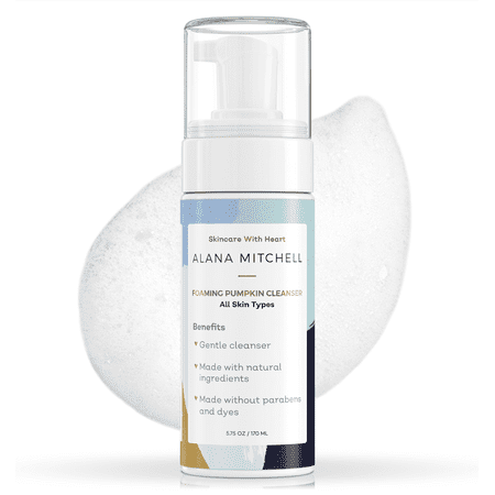 Moisturizing Foaming Pumpkin Cleanser By Alana Mitchell: Gentle Wash With Aloe Vera For All Skin Types - Healthy Skin Anti-Aging Pore Refining Face Purifier - Paraben Free, All Natural (6oz)