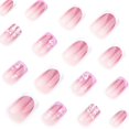 thumbnail image 2 of Uñas postizas adhesivas RTKHFZE 24 piezas, rosa francés con estrellas, 2 of 7