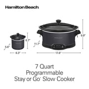 Hamilton Beach 7 Qt Programmable Slow Cooker, Stoneware Crock with Removable Pot, Includes Party Dipper Food Warmer, Black