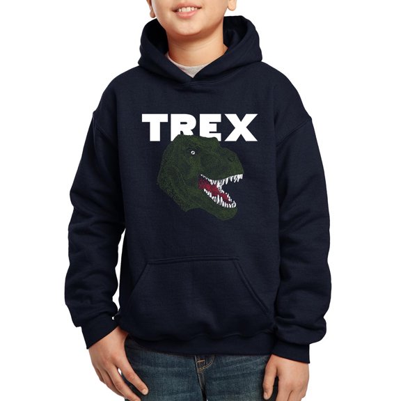 Boy's Word Art Hooded Sweatshirt - T-Rex Head