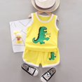 thumbnail image 2 of Coerni Toddler Boys Summer Sleeveless Outfit Suit Round Neck Dinosaur Letter Print Top Shorts 2pc for Boys Casual Clothing, 2 of 3