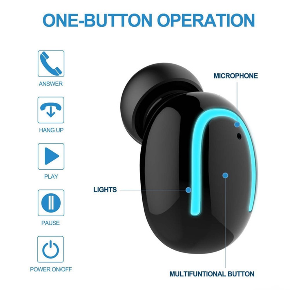 Single Wireless Earphone, Single Mini Invisible Bluetooth Headset Hands-Free with USB Charger Car Headphone Bluetooth Earbud for iPhone, Android - image 2 of 7