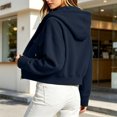 thumbnail image 7 of APEXFWDT Cropped Full Zip Hoodie Jacket Women Drawstring Hooded Sweatshirt with Flap Cargo Pockets, Long Sleeve Casual Outerwear, 7 of 7