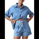 thumbnail image 1 of Conjuntos de 2 Piezas para Mujer: Camisa Vaquera Azul de Corta con Botones y Pantalones Cortos de Mezclilla de Cintura Alta. Azul S, 1 of 7