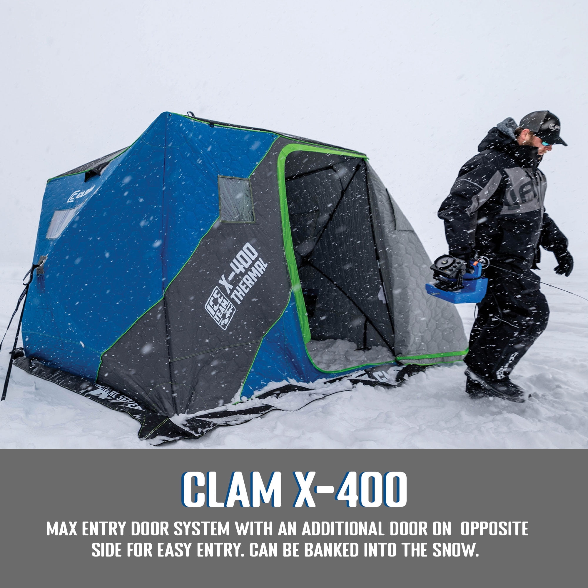 CLAM X-600 Portable 7 Person 11.5' Pop Up Ice Fishing Thermal Hub Shelter 