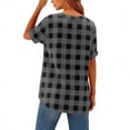 thumbnail image 5 of ZUKMRJPC Womens Summer Tops V Neck Button Down Short Sleeve Checkered Shirts Loose Fit Casual Lightweight Gingham Plaid Tunic Shirts, 5 of 6