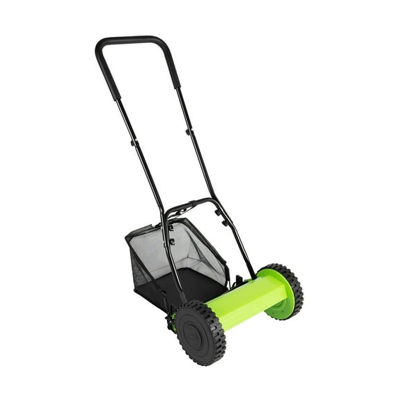 YIYIBYUS Lawn Mower 12inch Manual Push Reel Lawn Sweeper with 23L Collection Bag for Garden Sidewalks