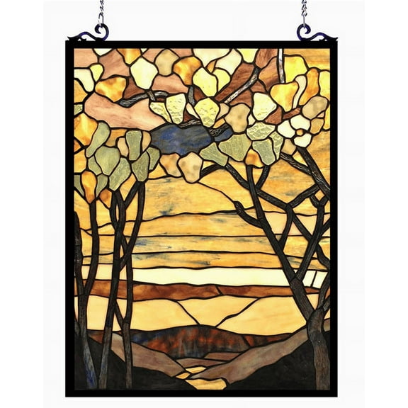 RADIANCE Goods Tiffany-Style Floral Stained Glass Window Panel 25" Height