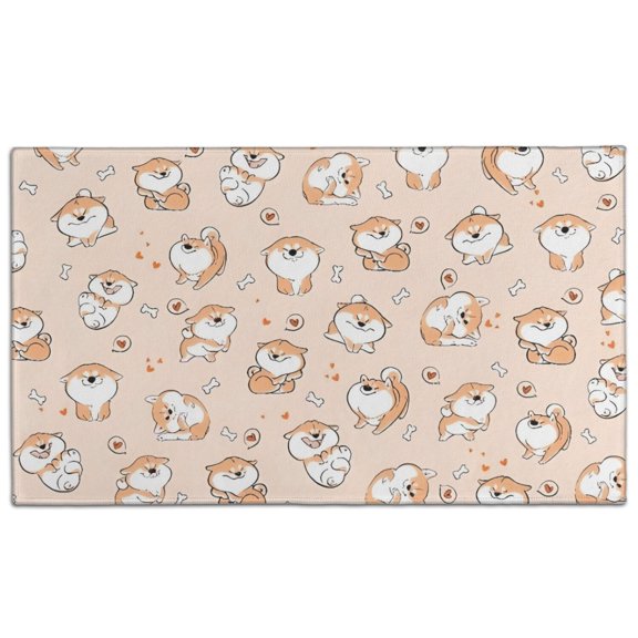 Shibainu and Love Door Rugs,Washable Non Slip Door Mats Indoor,Decorative Door Mats,Entry Mat Indoor for Entrance,Bedroom,Kitchen,Bathroom,17"x30"