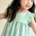 thumbnail image 5 of Gubotare Little Girl Dresses Little Girls Summer Dress Floral Short Sleeve Casual Outfit Dress Size 7-8 (Mint Green,7-8 Years), 5 of 5